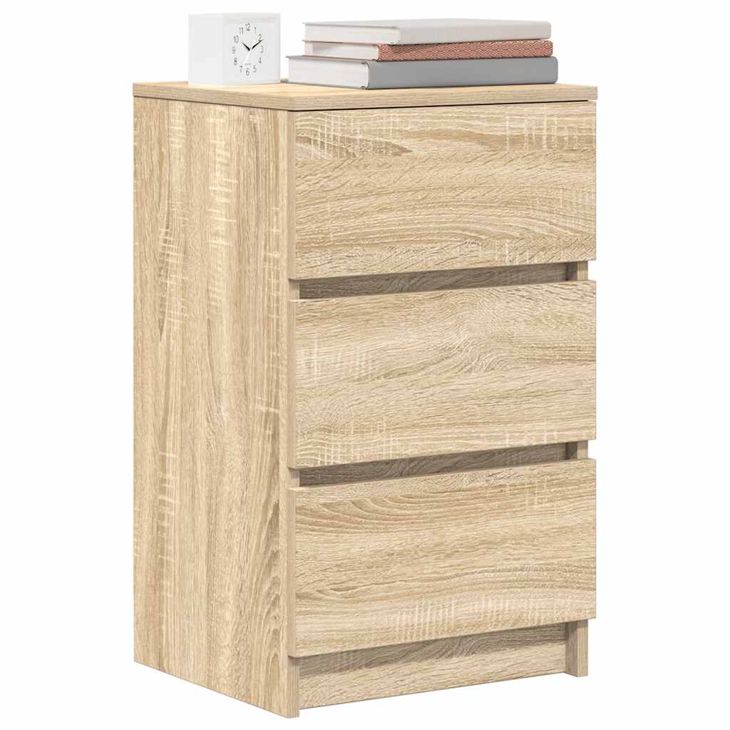 Mesa de cabeceira com 3 gavetas 39x35x65 cm carvalho sonoma