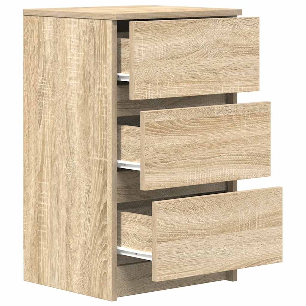Mesa de cabeceira com 3 gavetas 39x35x65 cm carvalho sonoma