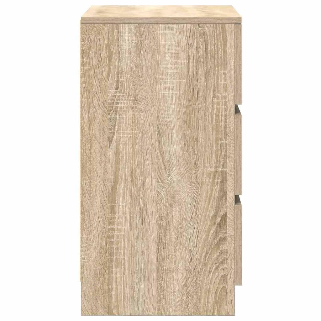 Mesa de cabeceira com 3 gavetas 39x35x65 cm carvalho sonoma