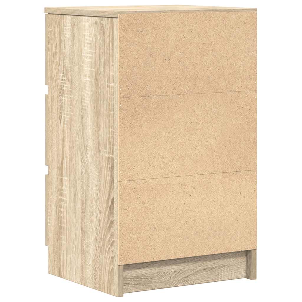 Mesa de cabeceira com 3 gavetas 39x35x65 cm carvalho sonoma
