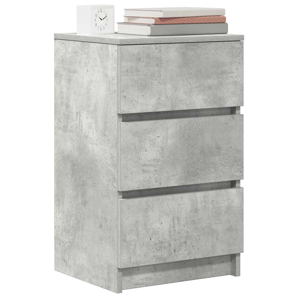 Mesa de cabeceira com 3 gavetas 39x35x65 cm cinzento cimento