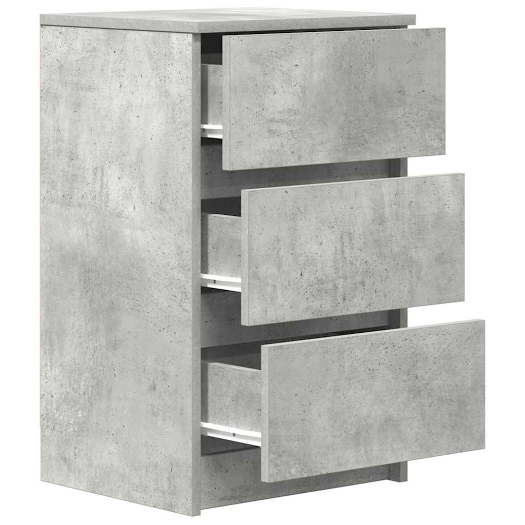 Mesa de cabeceira com 3 gavetas 39x35x65 cm cinzento cimento