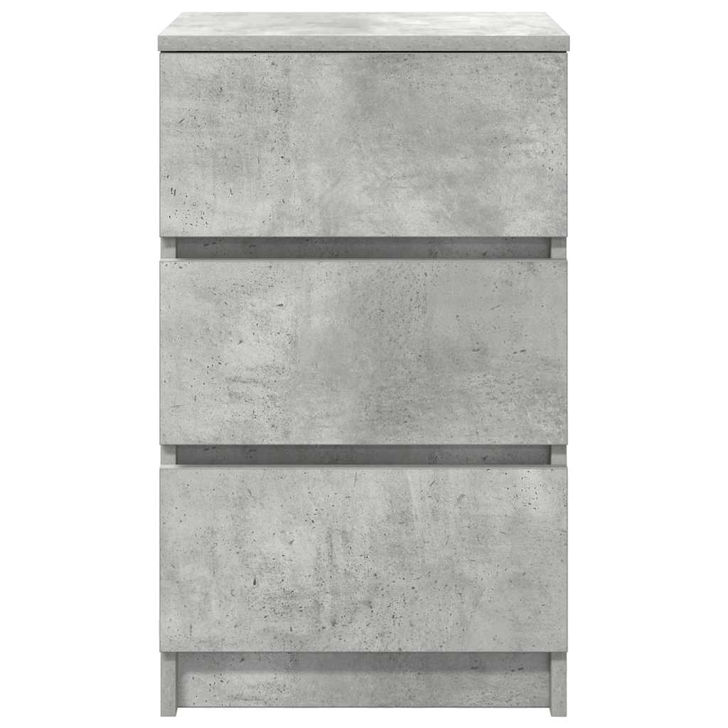 Mesa de cabeceira com 3 gavetas 39x35x65 cm cinzento cimento