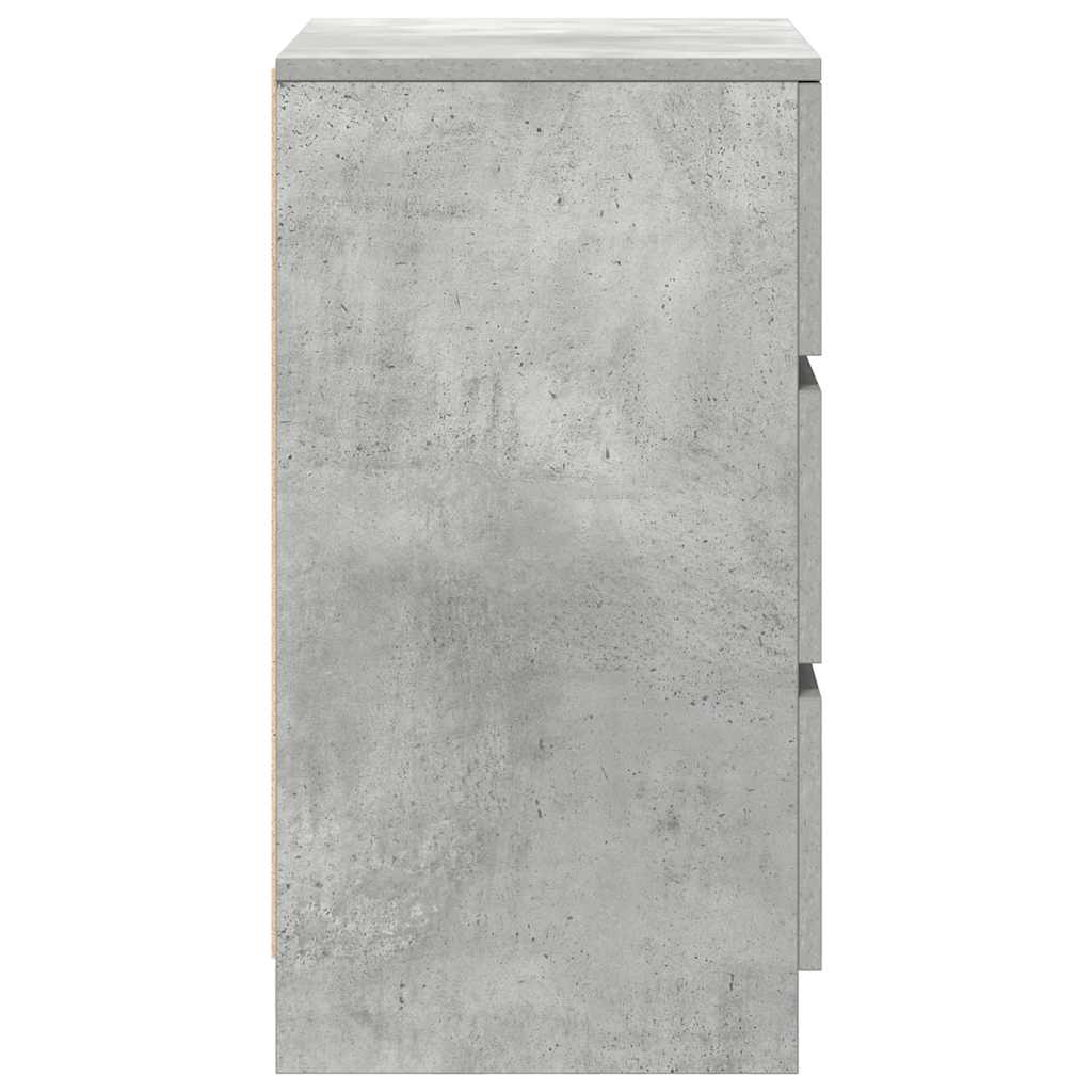 Mesa de cabeceira com 3 gavetas 39x35x65 cm cinzento cimento
