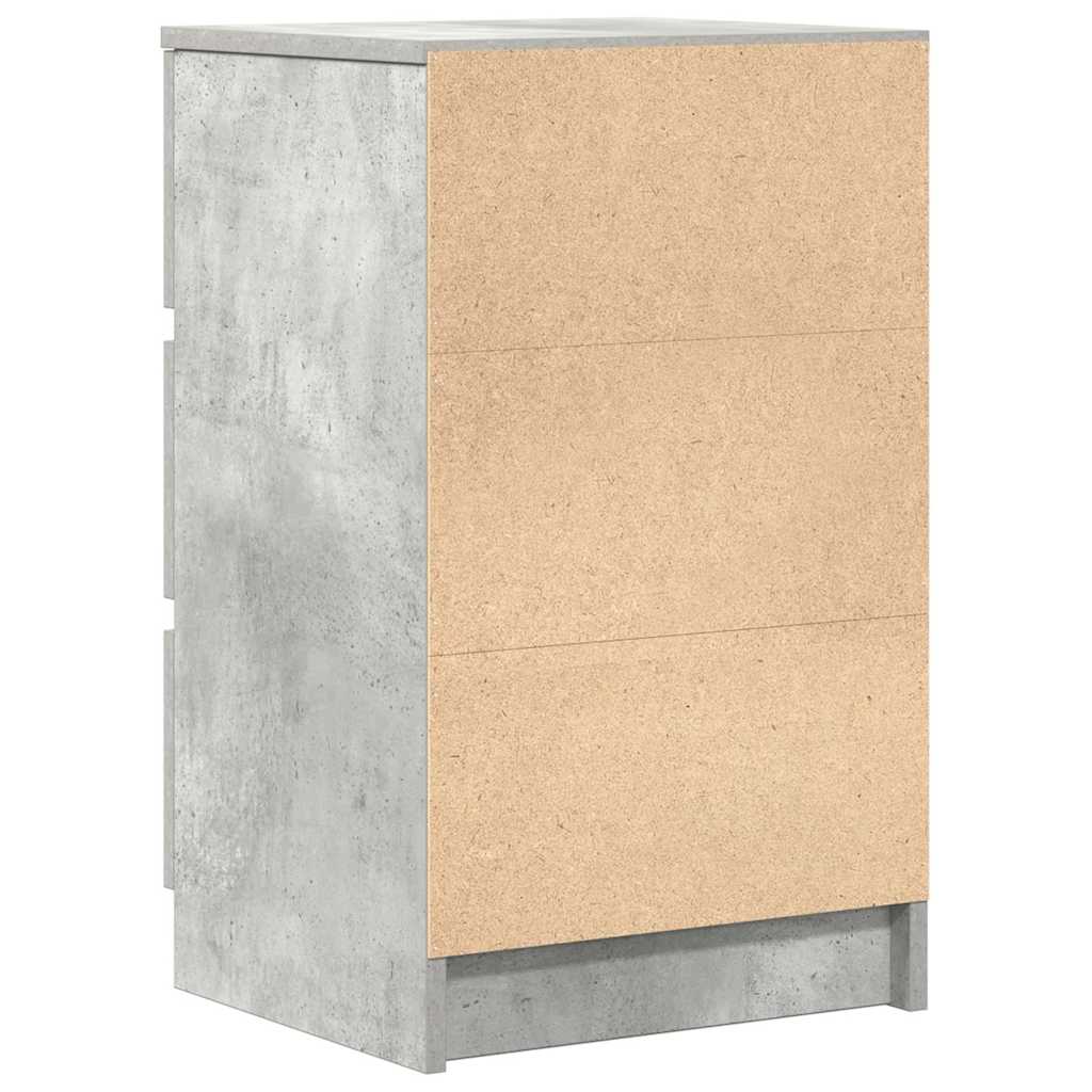 Mesa de cabeceira com 3 gavetas 39x35x65 cm cinzento cimento