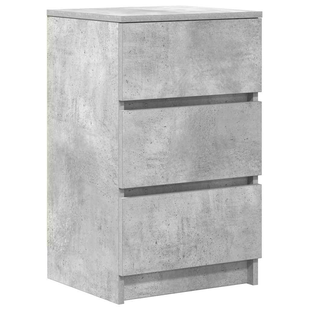 Mesas de cabeceira 3 gavetas 2 pcs 39x35x65cm cinzento cimento