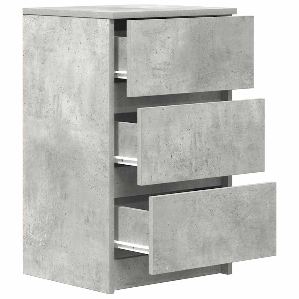 Mesas de cabeceira 3 gavetas 2 pcs 39x35x65cm cinzento cimento
