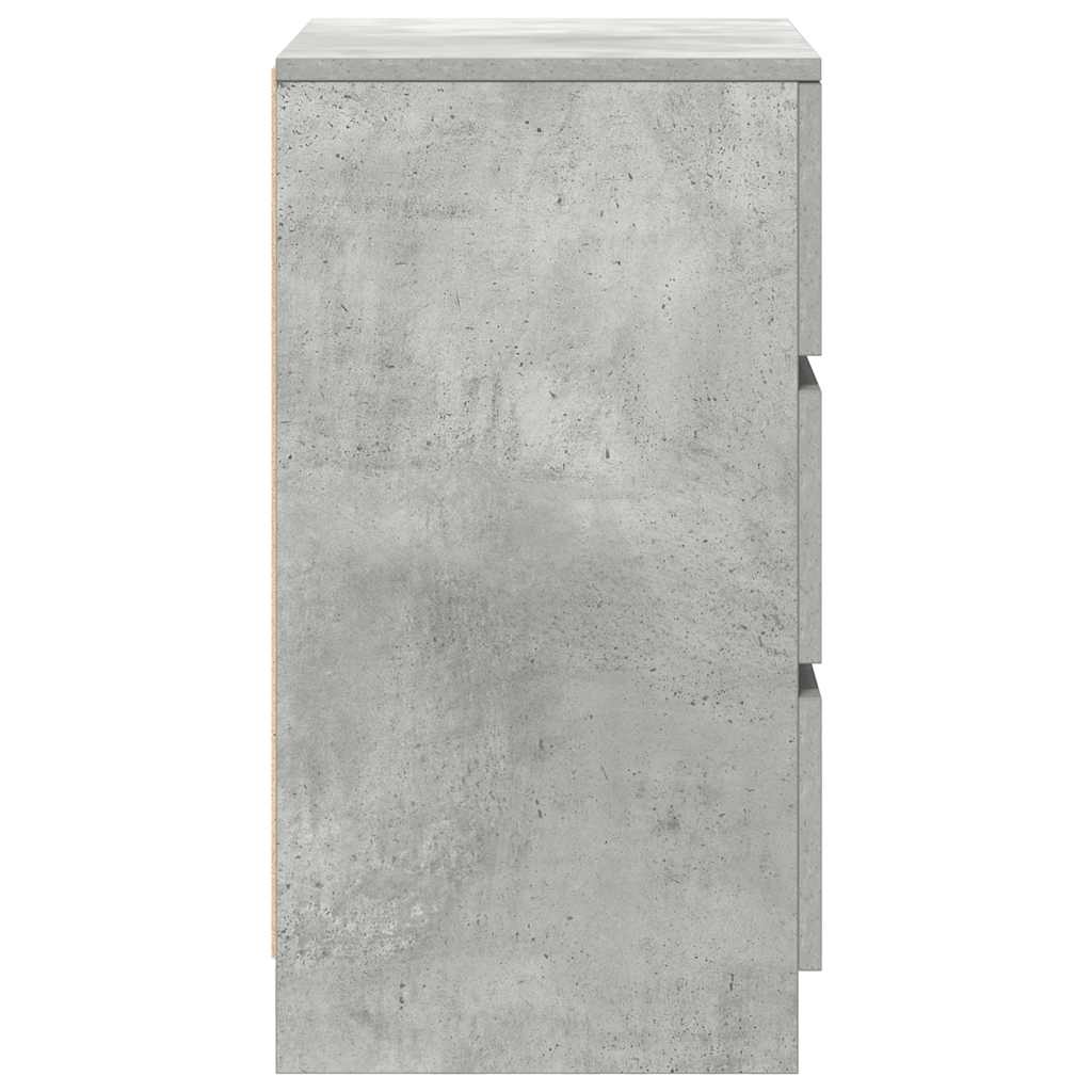 Mesas de cabeceira 3 gavetas 2 pcs 39x35x65cm cinzento cimento