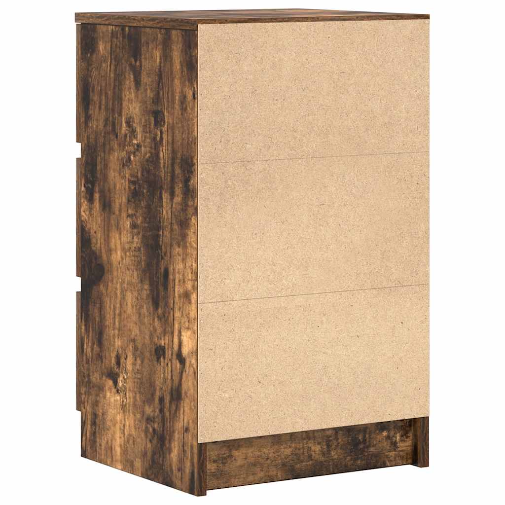 Mesas de cabeceira 3 gavetas 2 pcs 39x35x65cm carvalho fumado