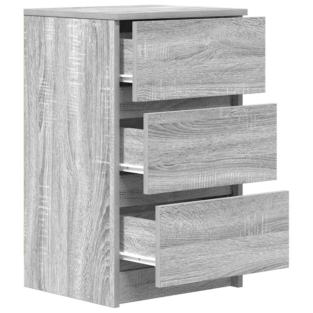 Mesa de cabeceira com 3 gavetas 39x35x65 cm sonoma cinzento