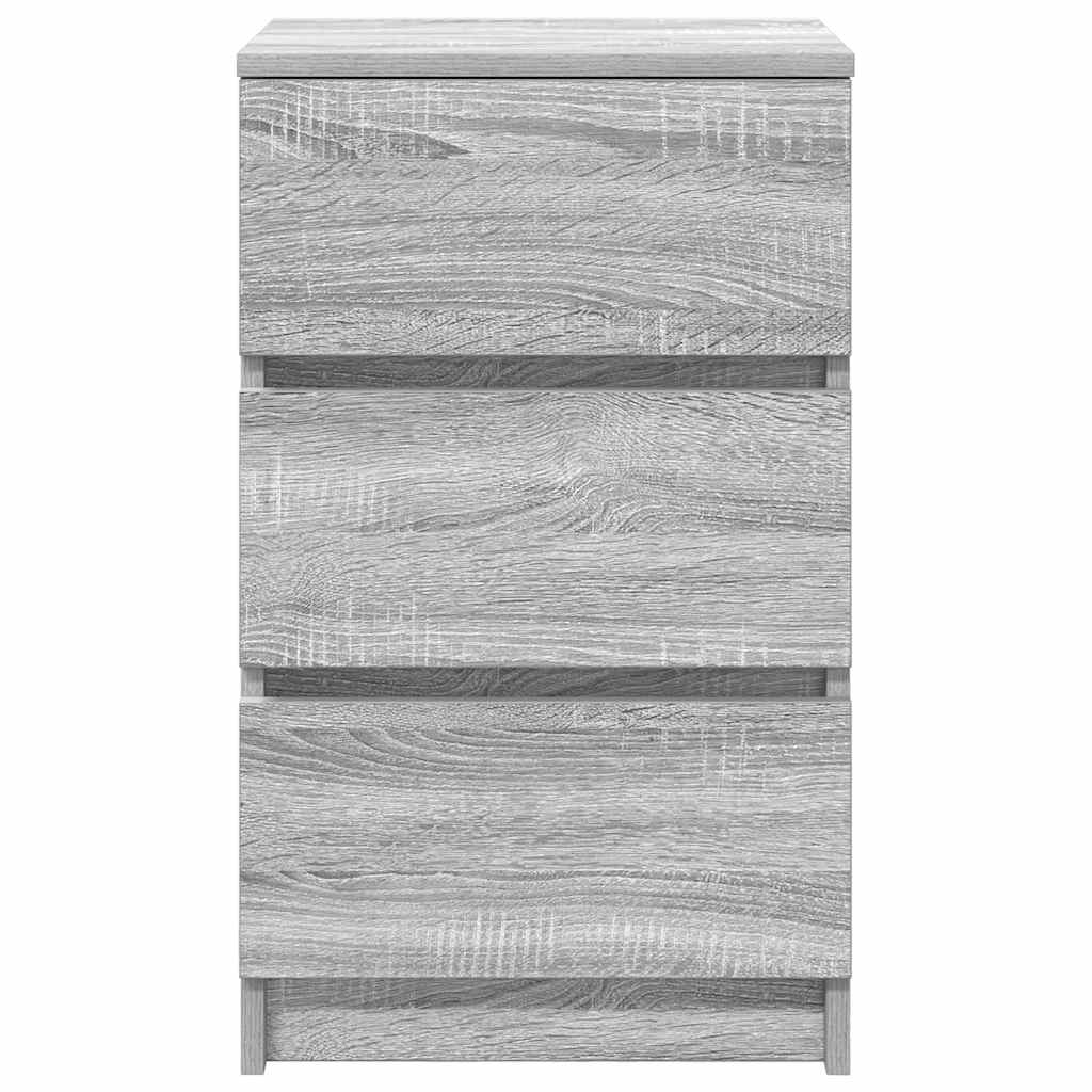 Mesa de cabeceira com 3 gavetas 39x35x65 cm sonoma cinzento