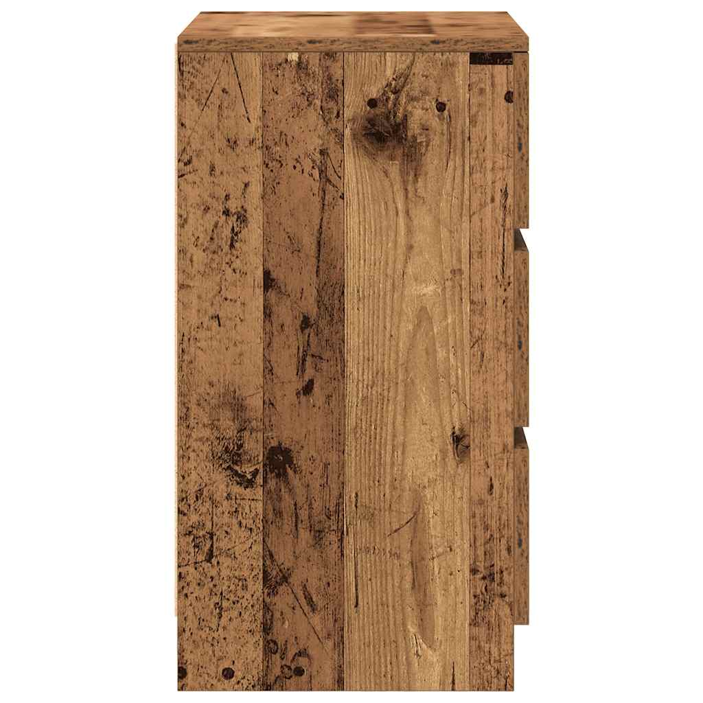 Mesa de cabeceira com 3 gavetas 39x35x65 cm madeira velha