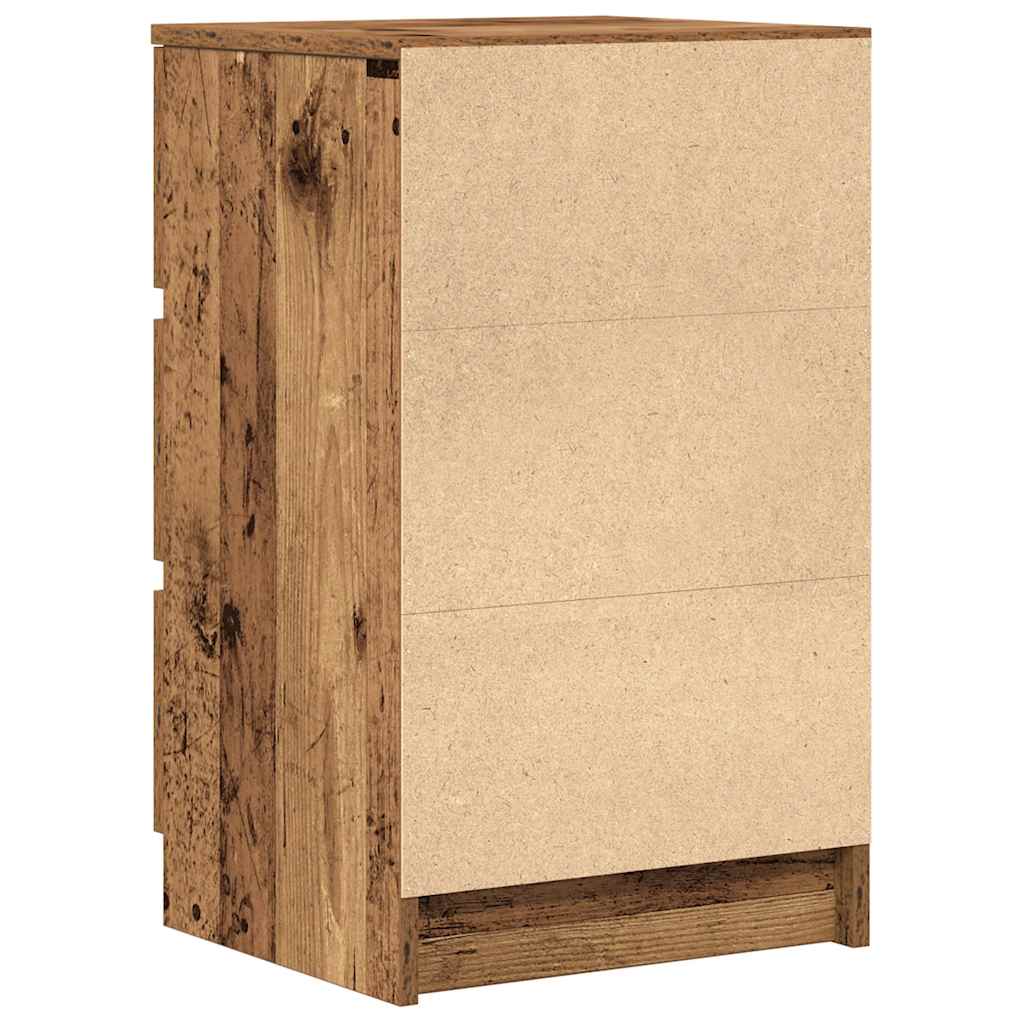 Mesa de cabeceira com 3 gavetas 39x35x65 cm madeira velha