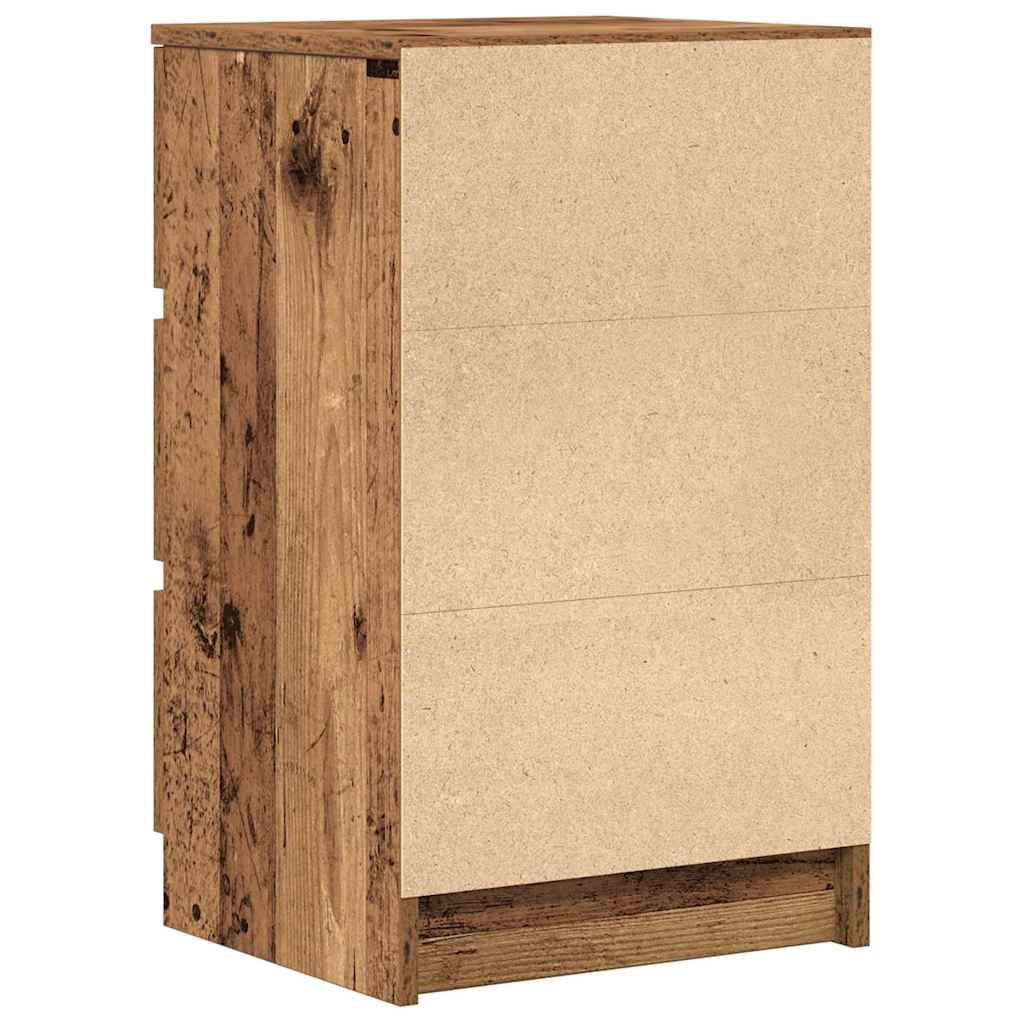 Mesas de cabeceira 3 gavetas 2 pcs 39x35x65cm madeira velha
