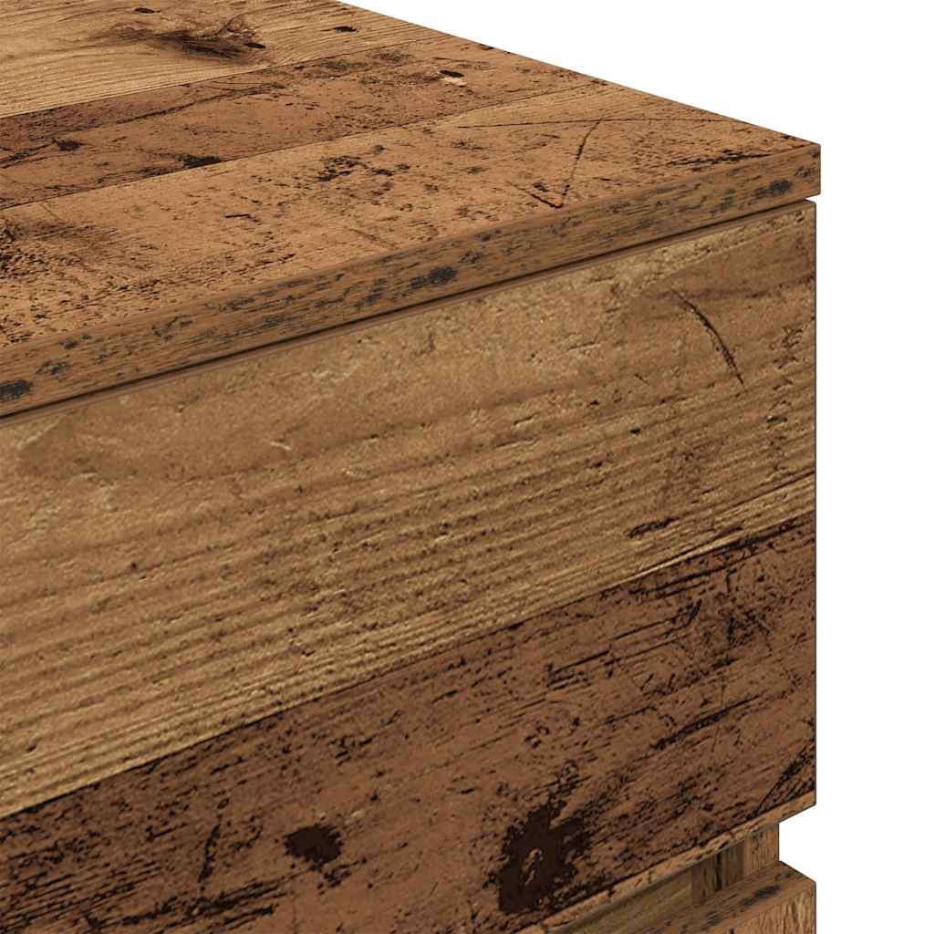 Mesas de cabeceira 3 gavetas 2 pcs 39x35x65cm madeira velha