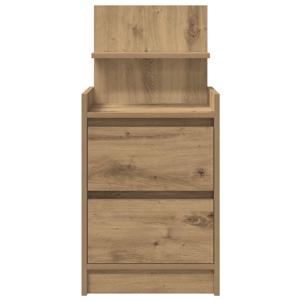 Mesa de cabeceira com 2 gavetas 38x34x80 cm carvalho artesanal