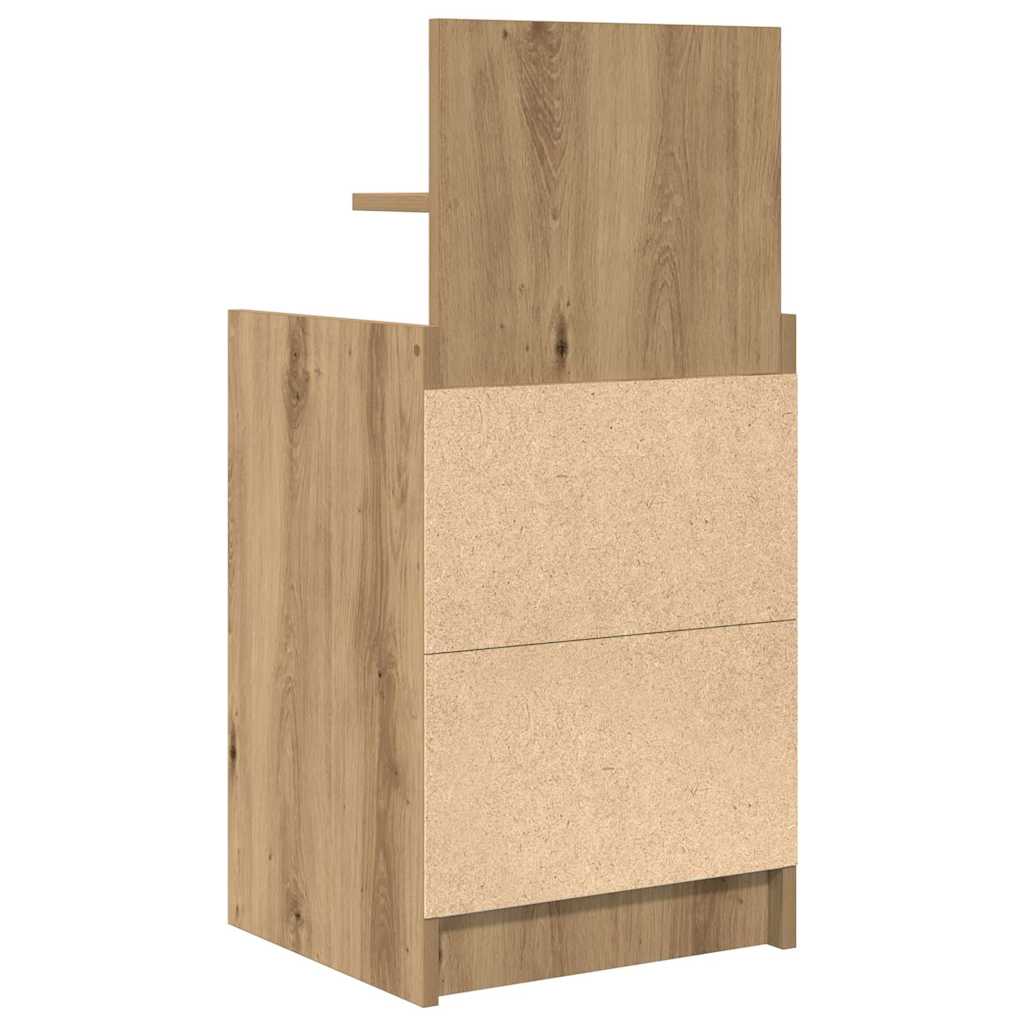 Mesa de cabeceira com 2 gavetas 38x34x80 cm carvalho artesanal