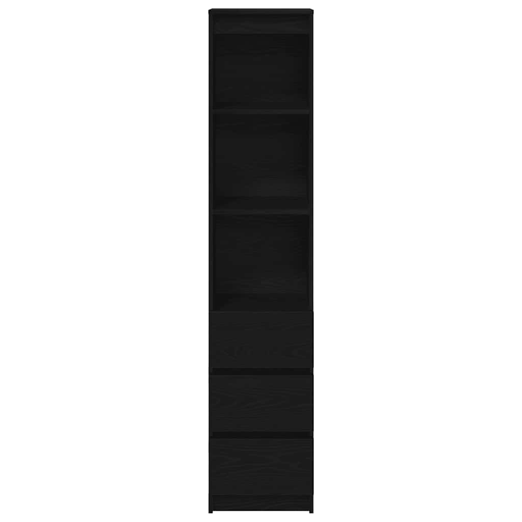 Aparador alto 37,5x35x180cm derivados de madeira carvalho preto
