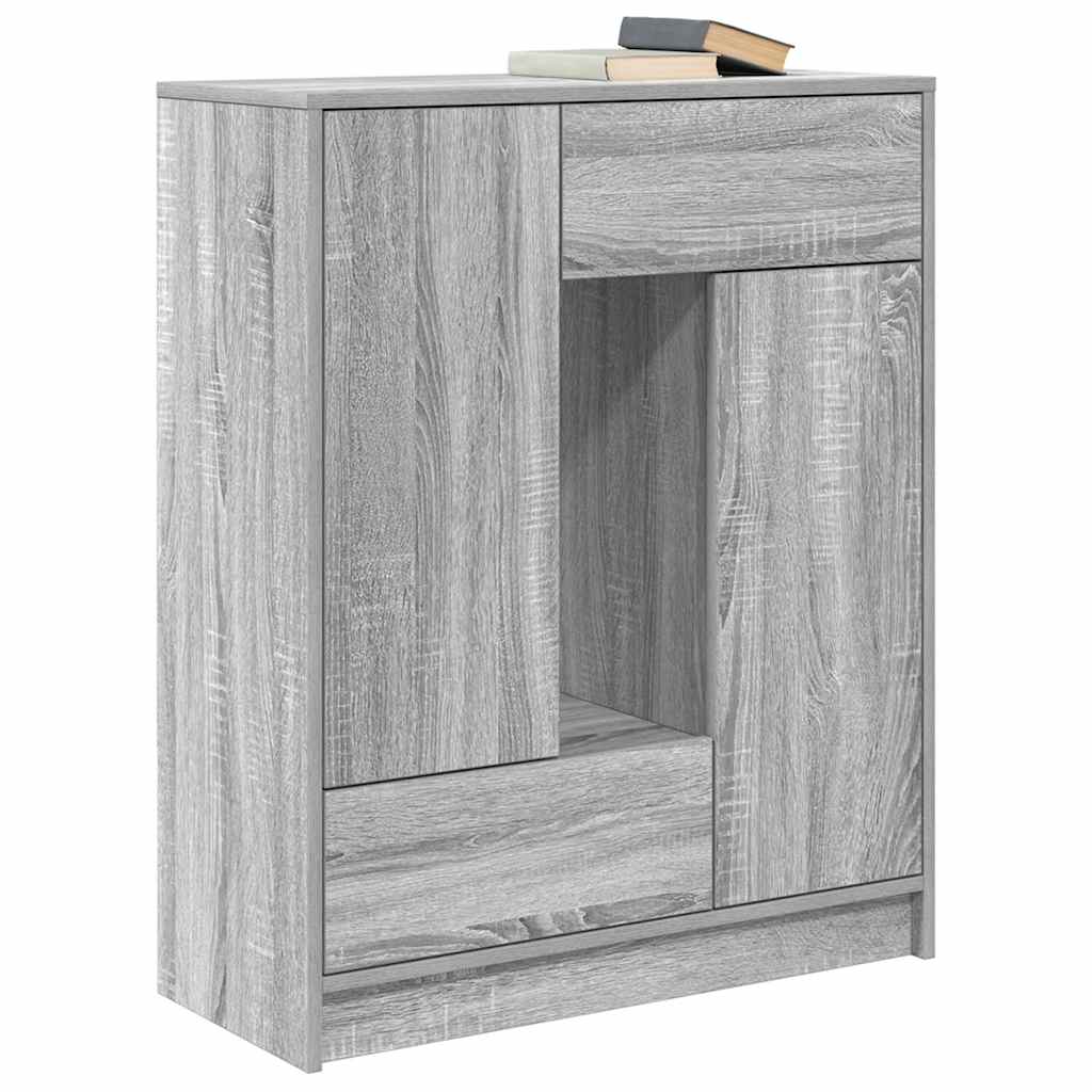 Aparador c/ gavetas e portas 73x31x90 cm sonoma cinzento
