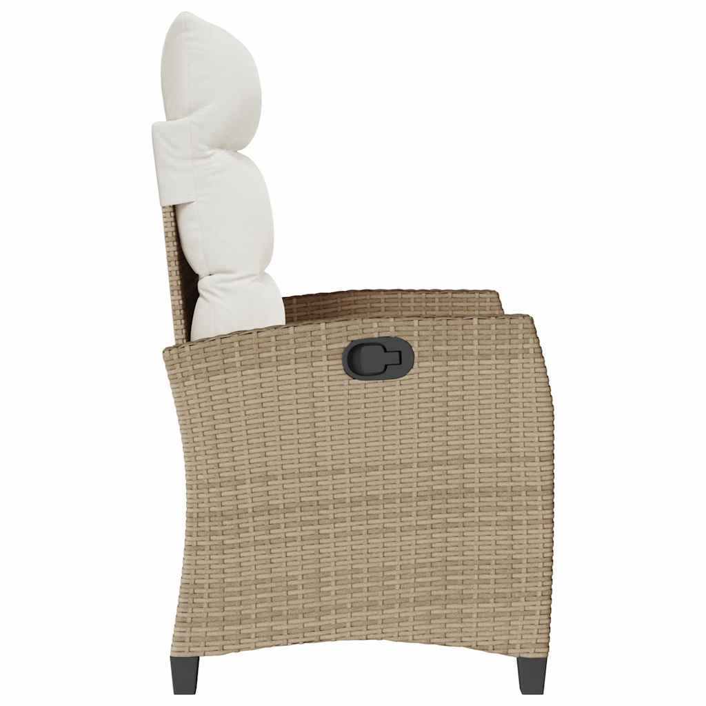Cadeira de jardim reclinável com mesa de apoio vime PE bege
