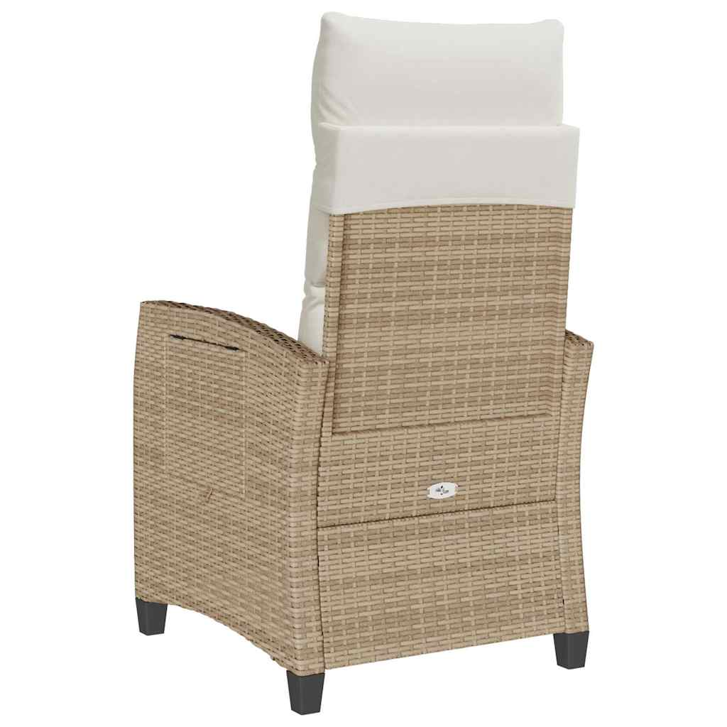 Cadeira de jardim reclinável com mesa de apoio vime PE bege