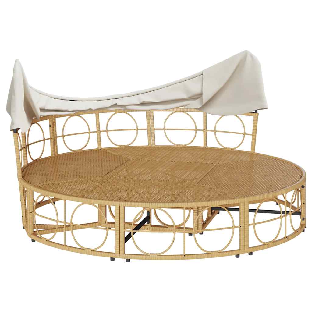 Cama lounge de exterior c/ toldo e almofadões vime PE