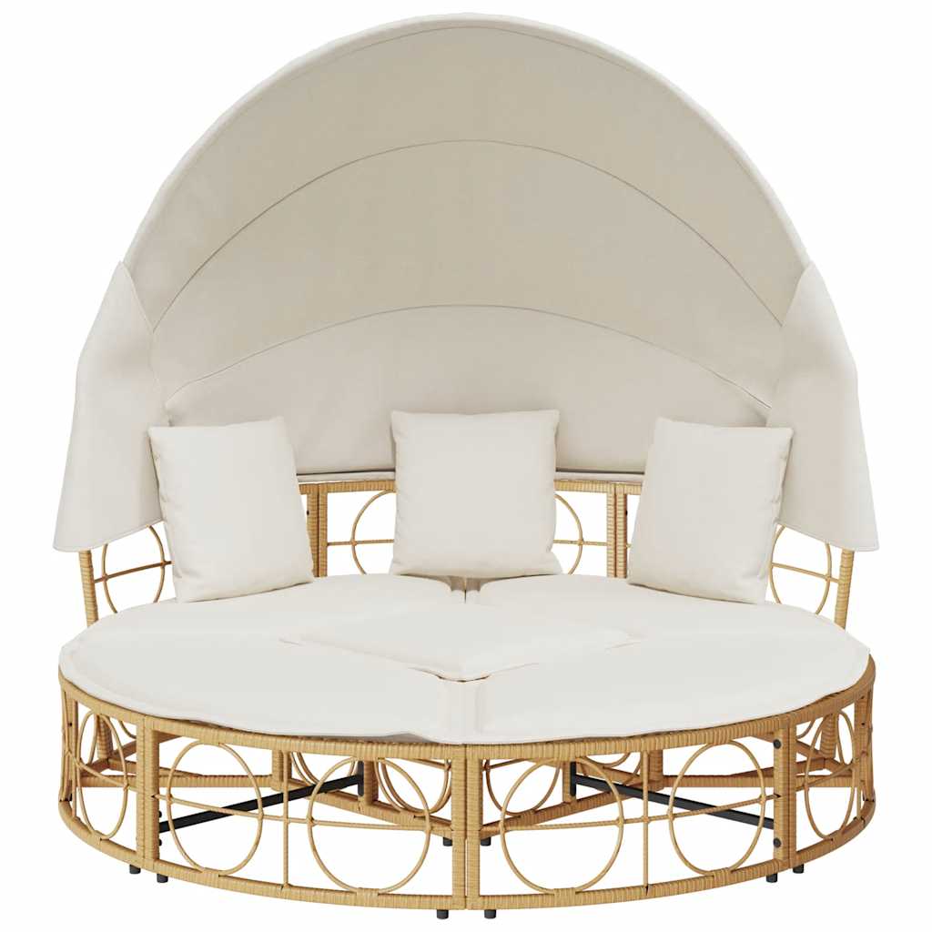 Cama lounge de exterior c/ toldo e almofadões vime PE