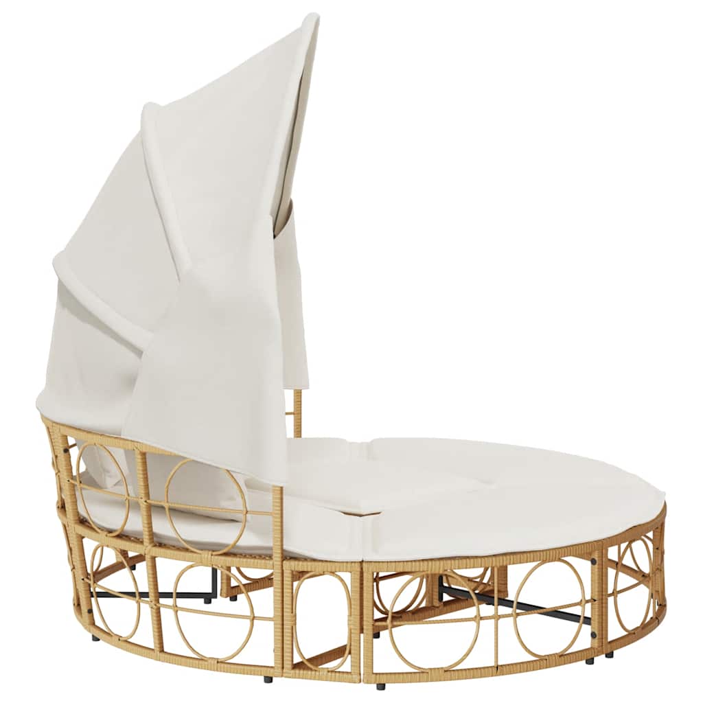 Cama lounge de exterior c/ toldo e almofadões vime PE
