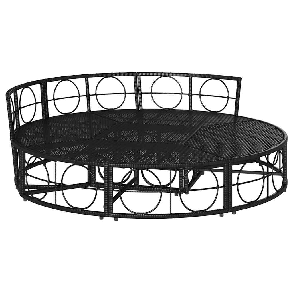 Cama lounge de exterior sem toldo vime PE preto