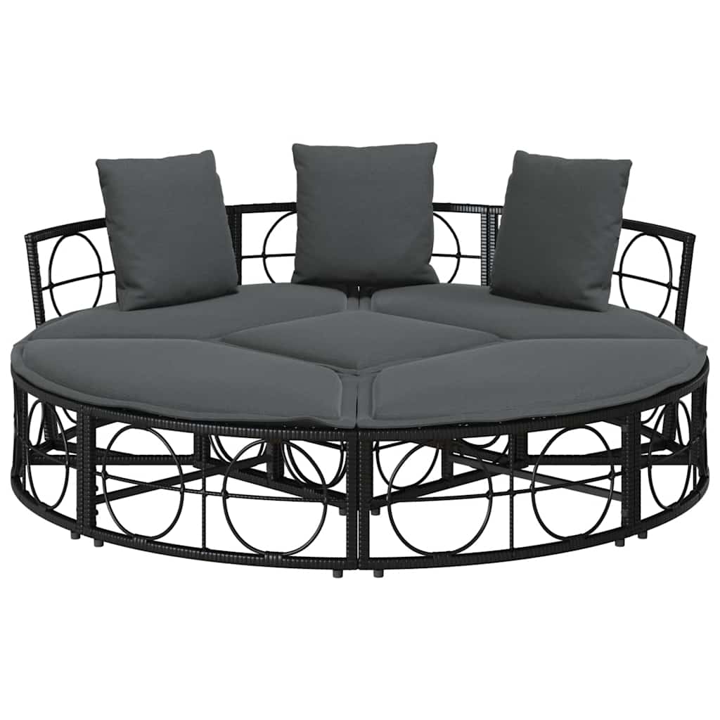 Cama lounge de exterior sem toldo vime PE preto