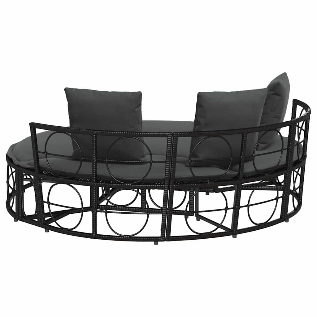 Cama lounge de exterior sem toldo vime PE preto