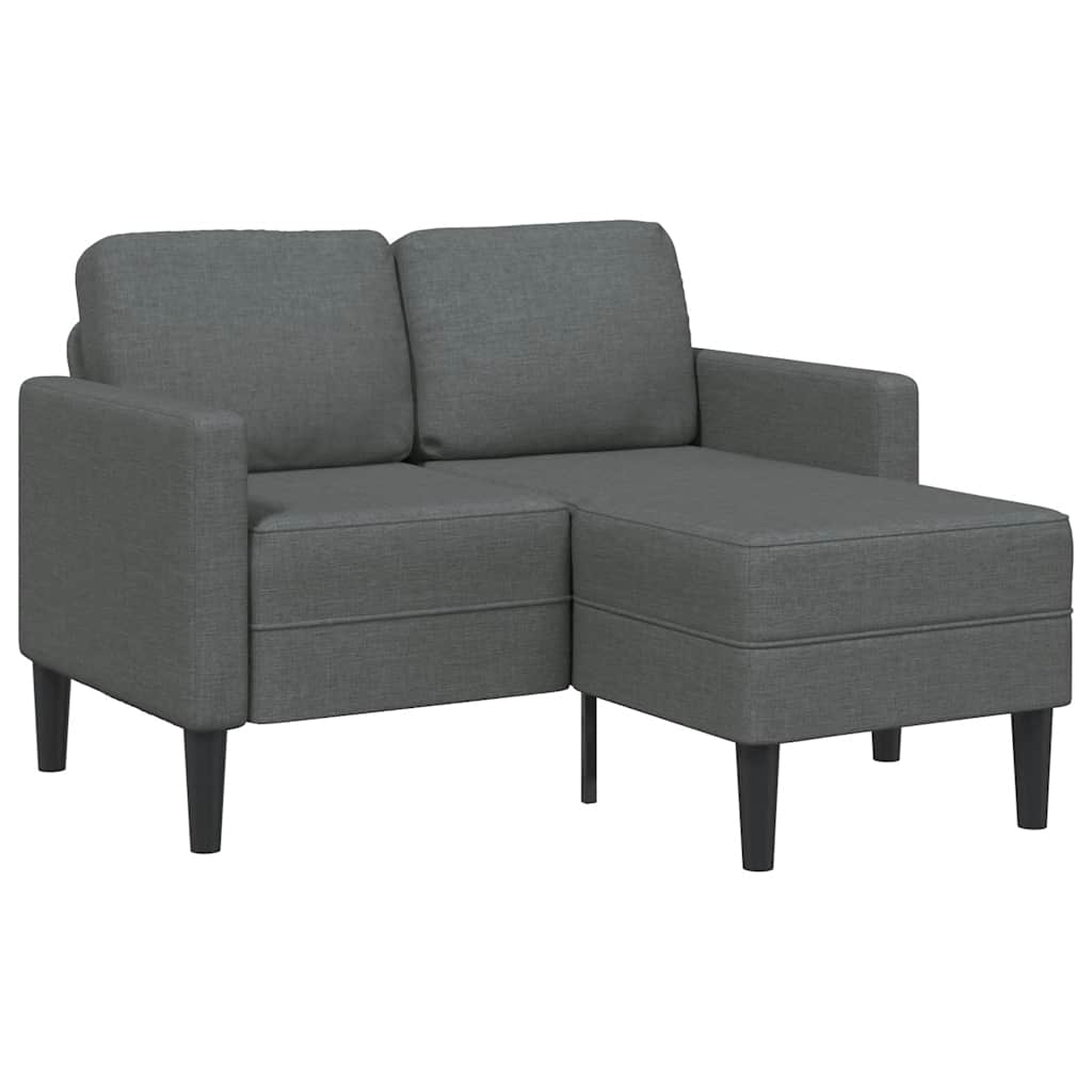 Sofá de 2 lugares com chaise longue em forma de L cinza escuro 125 cm tecido
