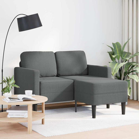 Sofá de 2 lugares com chaise longue em forma de L cinza escuro 125 cm tecido