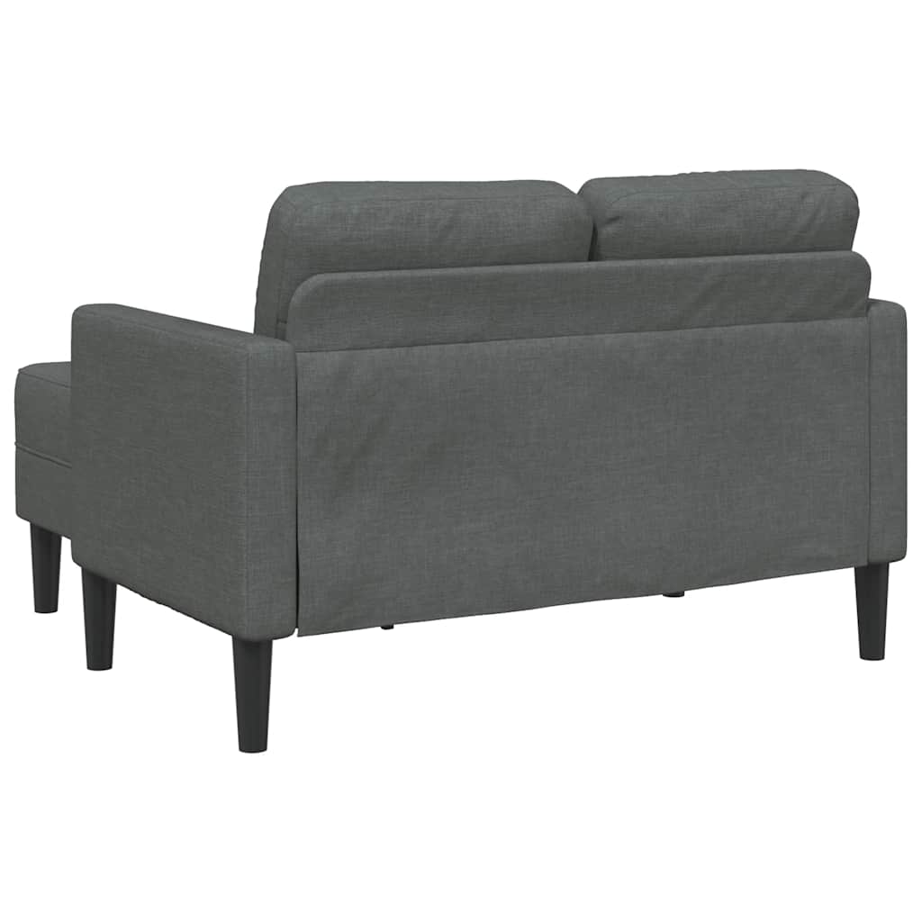 Sofá de 2 lugares com chaise longue em forma de L cinza escuro 125 cm tecido