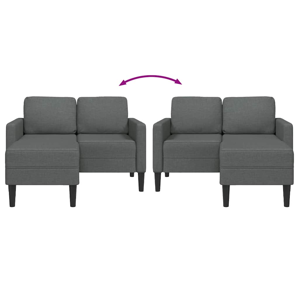 Sofá de 2 lugares com chaise longue em forma de L cinza escuro 125 cm tecido