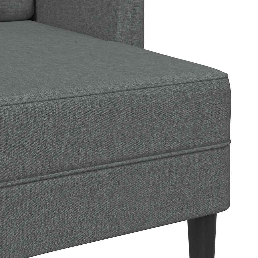 Sofá de 2 lugares com chaise longue em forma de L cinza escuro 125 cm tecido