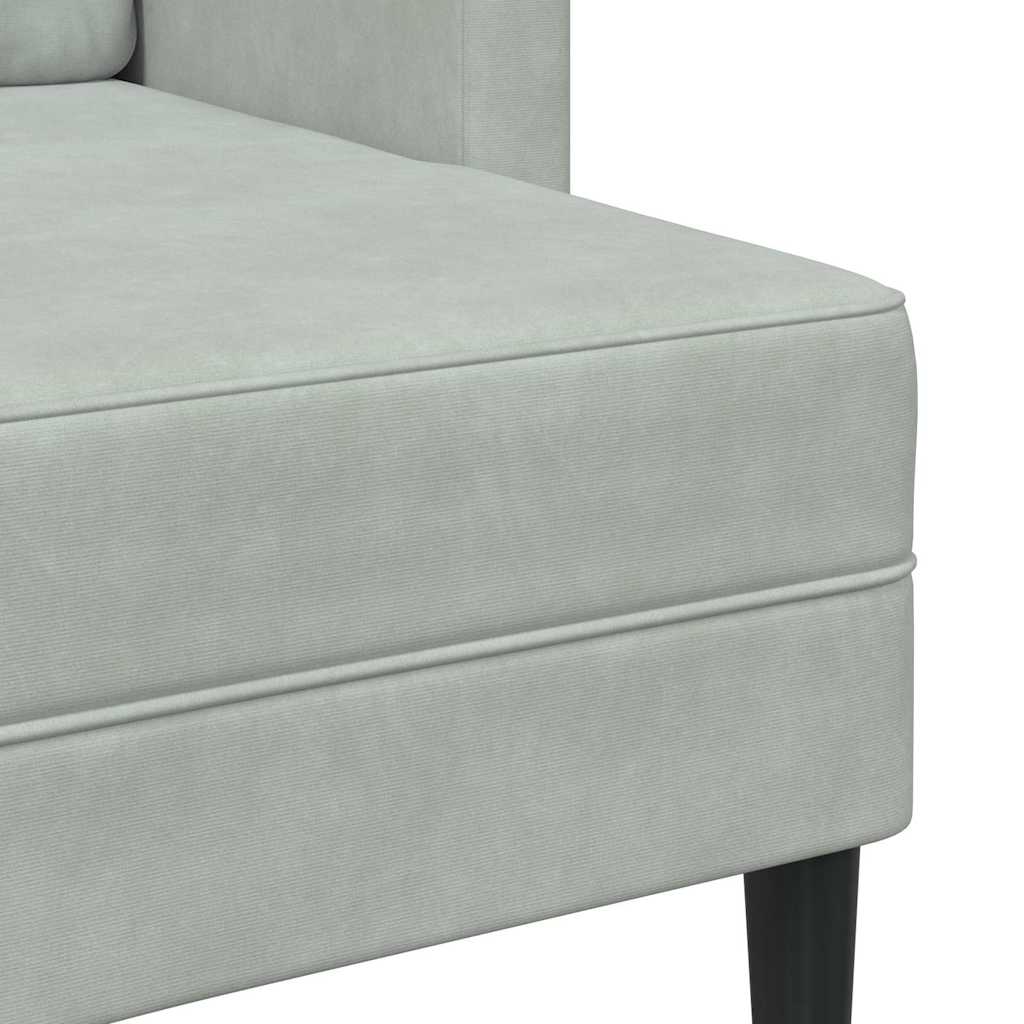 Sofá 2 lugares com Chaise em L 125 cm veludo cinzento-claro