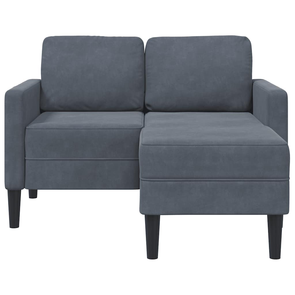 Sofá 2 lugares com Chaise em L 125 cm veludo cinzento-escuro