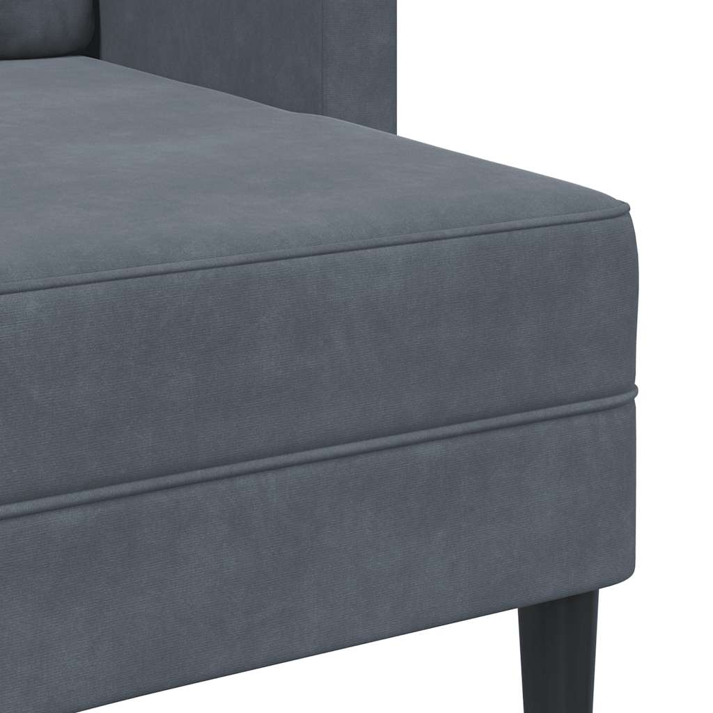 Sofá 2 lugares com Chaise em L 125 cm veludo cinzento-escuro