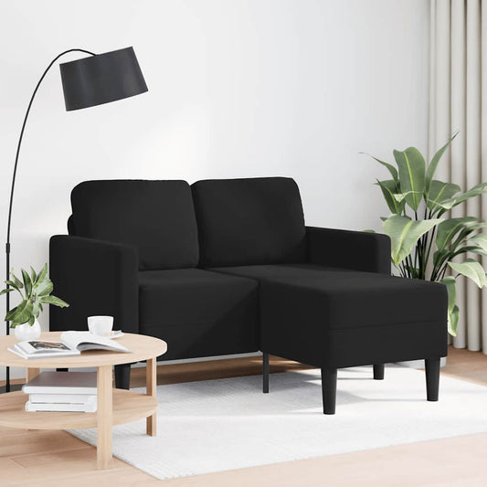 Sofá de 2 lugares com chaise em L preto 125 cm veludo