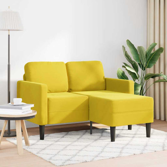 Sofá 2 lugares com Chaise em L 125 cm veludo amarela