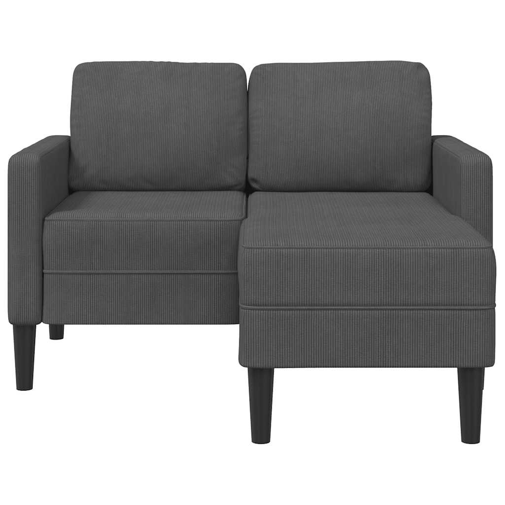 Sofá de 2 lugares com chaise em L cinza escuro 125 cm linho