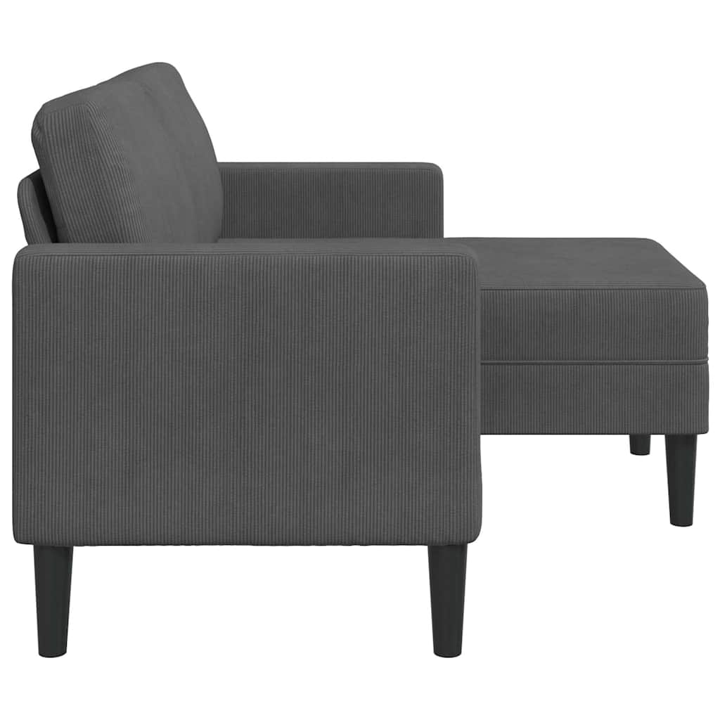 Sofá de 2 lugares com chaise em L cinza escuro 125 cm linho