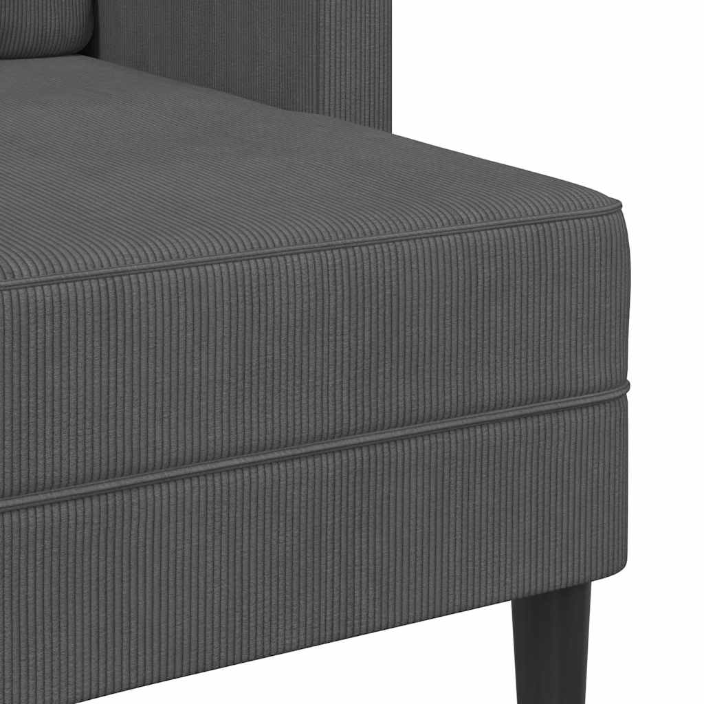 Sofá de 2 lugares com chaise em L cinza escuro 125 cm linho