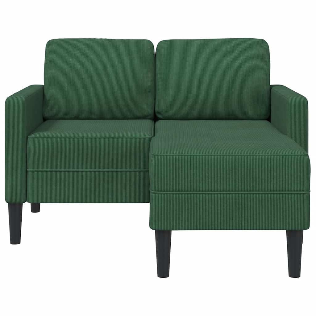 Sofá 2 lugares com Chaise em L 125 cm linho verde escuro
