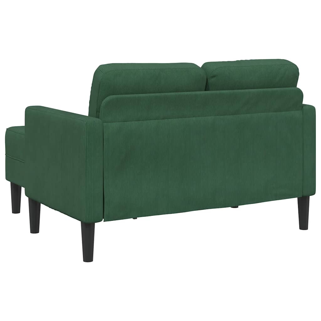 Sofá 2 lugares com Chaise em L 125 cm linho verde escuro