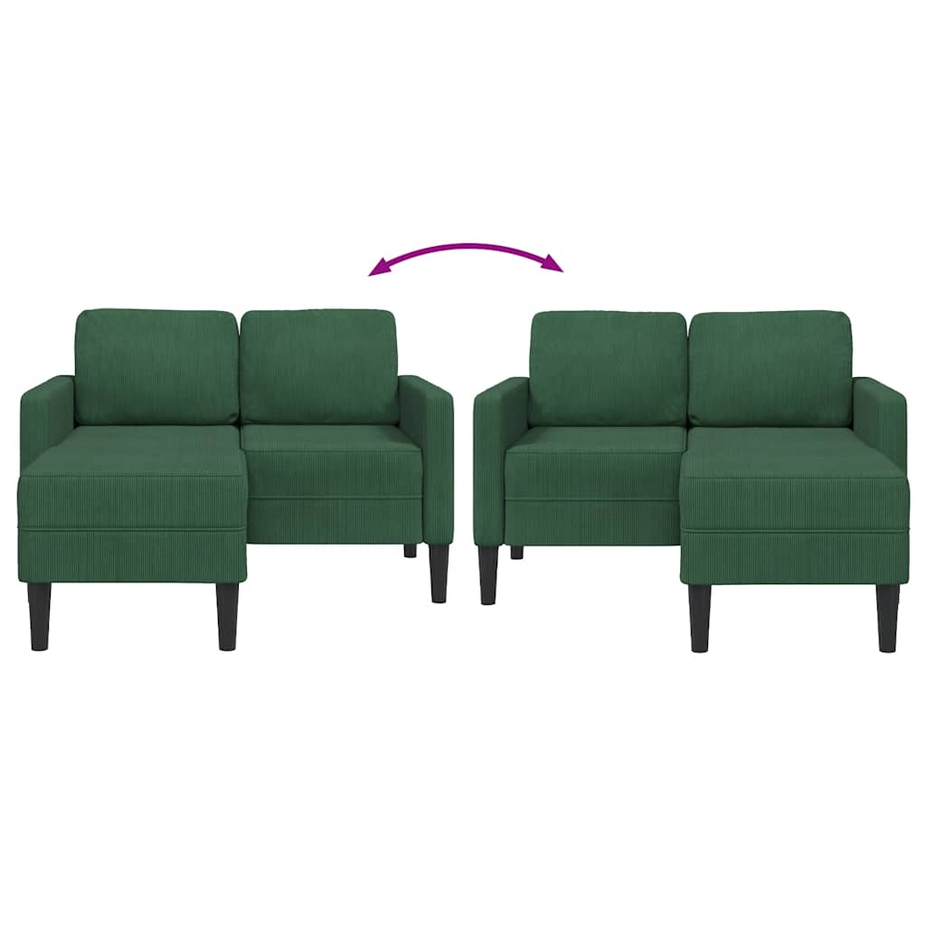Sofá 2 lugares com Chaise em L 125 cm linho verde escuro