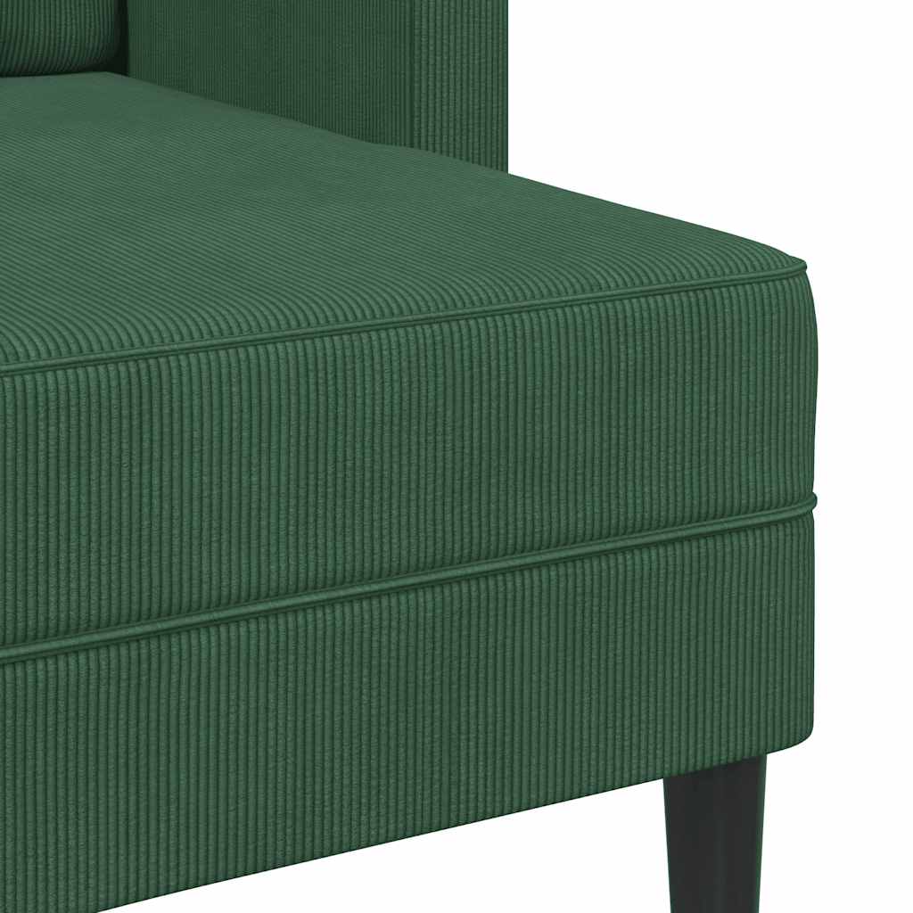 Sofá 2 lugares com Chaise em L 125 cm linho verde escuro