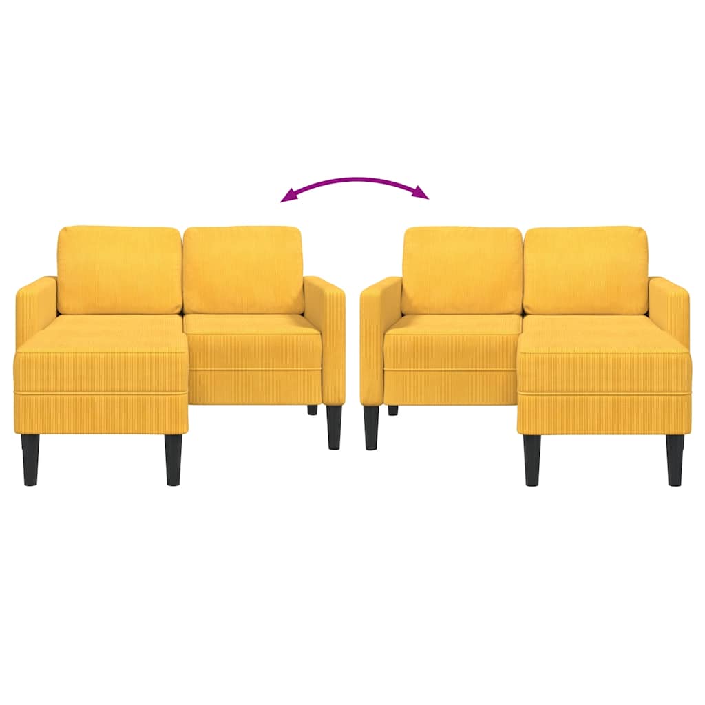 Sofá 2 lugares com Chaise em L 125 cm linho amarelo-claro
