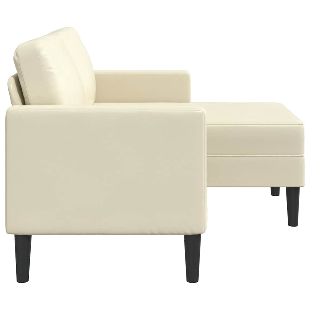 Sofá 2 lugares com Chaise em L 125 cm couro artificial creme